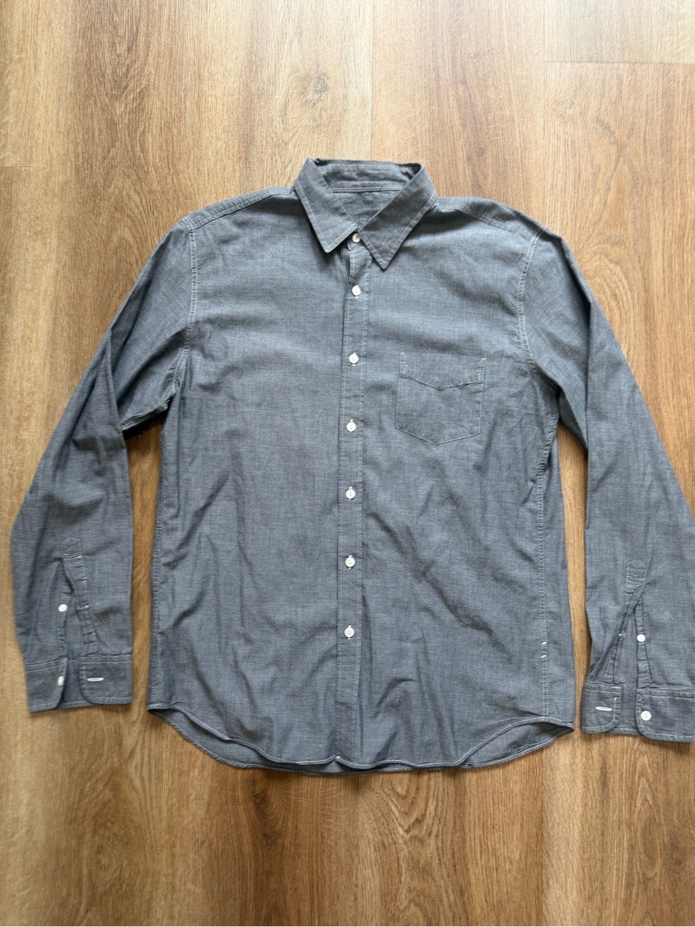 J. Crew Men's Classic Chambray Button-Down Shirt in Charcoal Gray